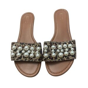 Mix It Leopard Pearl Slide Sandals - Brown/Tan